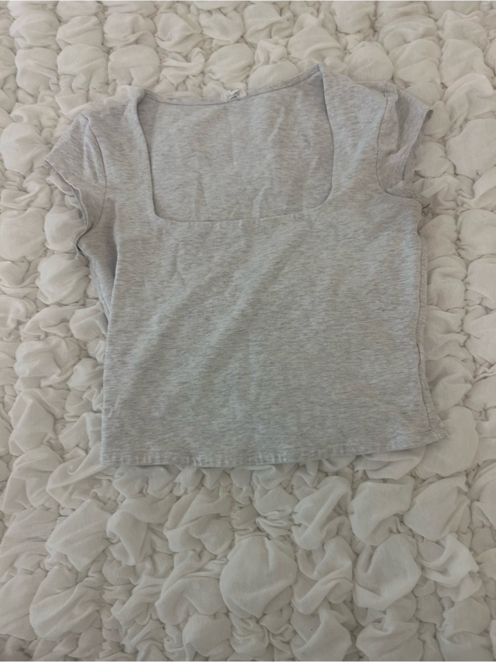 Garage Light Gray Square Neck Short Sleeve Tee